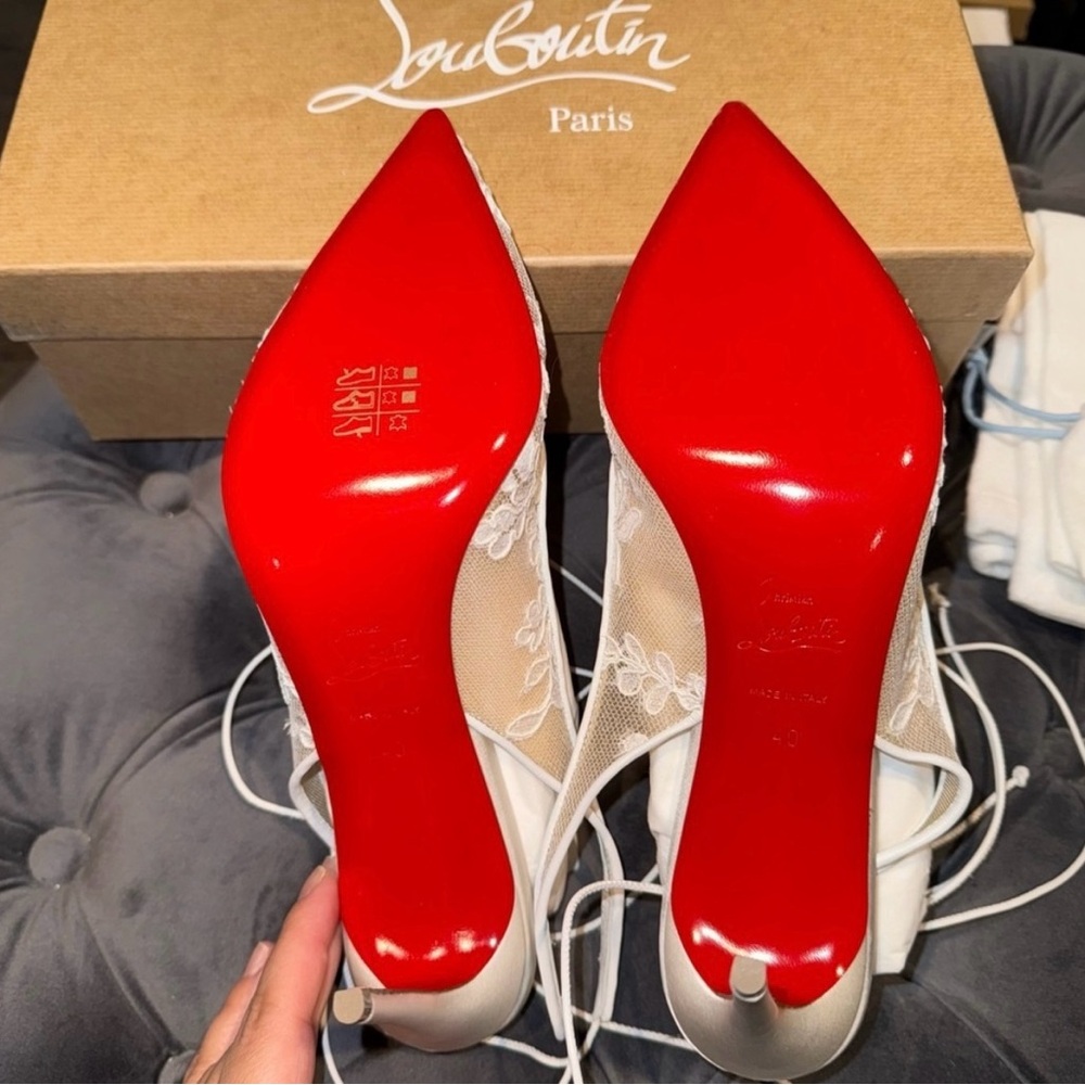 Christian Louboutin White Lace Heels - Picture 7 of 10